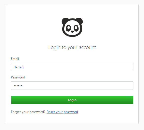 Monica login screen